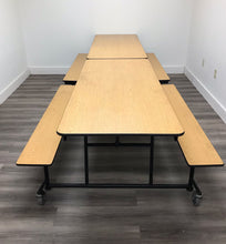 Load image into Gallery viewer, 12ft Cafeteria Lunch Table w/ Bench Seat, Wood Grain, Adult Size (RF)