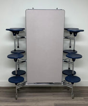 Load image into Gallery viewer, 10ft Cafeteria Lunch Table w/ 12 Stool Seat, Gray Top, Navy Blue Seat, Adult Size (RF)