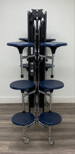 Load image into Gallery viewer, 10ft Cafeteria Lunch Table w/ 12 Stool Seat, Gray Top, Navy Blue Seat, Adult Size (RF)