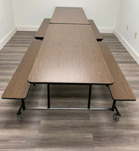 Load image into Gallery viewer, 12ft Cafeteria Lunch Table w/ Bench Seat, Walnut, Adult Size (RF)