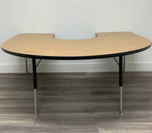 Load image into Gallery viewer, 60" x 66" Horse Shoe Activity Table, Adjustable Legs, Wood Grain Top (RF)
