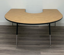 Load image into Gallery viewer, 60" x 66" Horse Shoe Activity Table, Adjustable Legs, Wood Grain Top (RF)