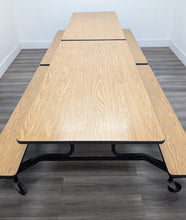 Load image into Gallery viewer, 12ft Cafeteria Lunch Table w/ Bench Seat, Light Oak Wood Grain, Adult Size (RF)
