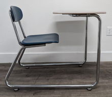 Load image into Gallery viewer, KI Ivy League Combo Desk, Hunter Green Hard Plastic Seat, Gray Spectrum Hard Plastic Top, No Basket, Sled Base (RF)

