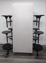 Load image into Gallery viewer, 12ft Cafeteria Lunch Table w/ 12 Stool Seat, Gray Top, Black Seat, Adult Size (RF)
