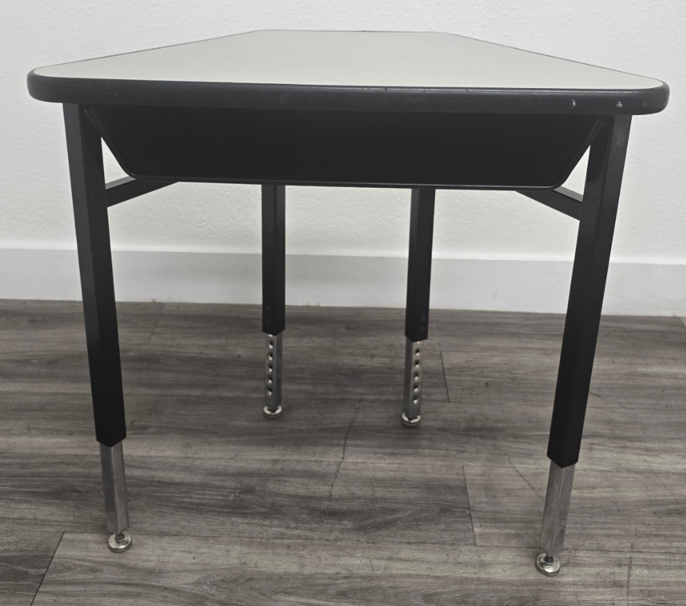 Triangular Open Front Student Desk, Gray Top (RF)