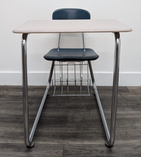 Load image into Gallery viewer, KI Ivy League Combo Desk, Hunter Green Hard Plastic Seat, Gray Spectrum Hard Plastic Top, Basket, Sled Base (RF)
