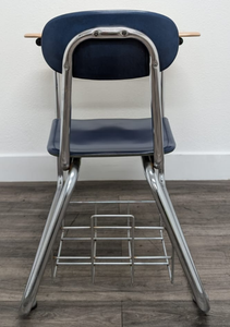 KI Ivy League Combo Desk, Navy Blue Hard Plastic Seat, Beige Hard Plastic Top, Basket, Sled Base (RF)