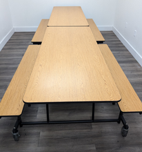 Load image into Gallery viewer, 12ft Cafeteria Lunch Table w/ Bench Seat, Light Oak Wood Grain, Adult Size (RF)
