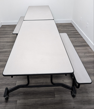 Load image into Gallery viewer, Wheelchair 12ft Cafeteria Lunch Table w/ Gray Bench Seat, GrayTop, Adult Size (RF)
