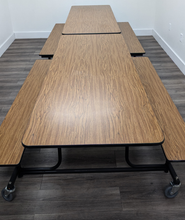Load image into Gallery viewer, 12ft Cafeteria Lunch Table w/ Bench Seat, Oak Wood Grain, Adult Size (RF)
