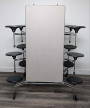 Load image into Gallery viewer, 10ft Cafeteria Lunch Table w/ 12 Stool Seat, Gray Top, Black Seat, Adult Size (RF)
