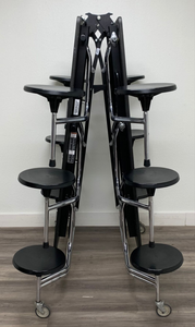 10ft Cafeteria Lunch Table w/ 12 Stool Seat, Gray Top, Black Seat, Adult Size (RF)