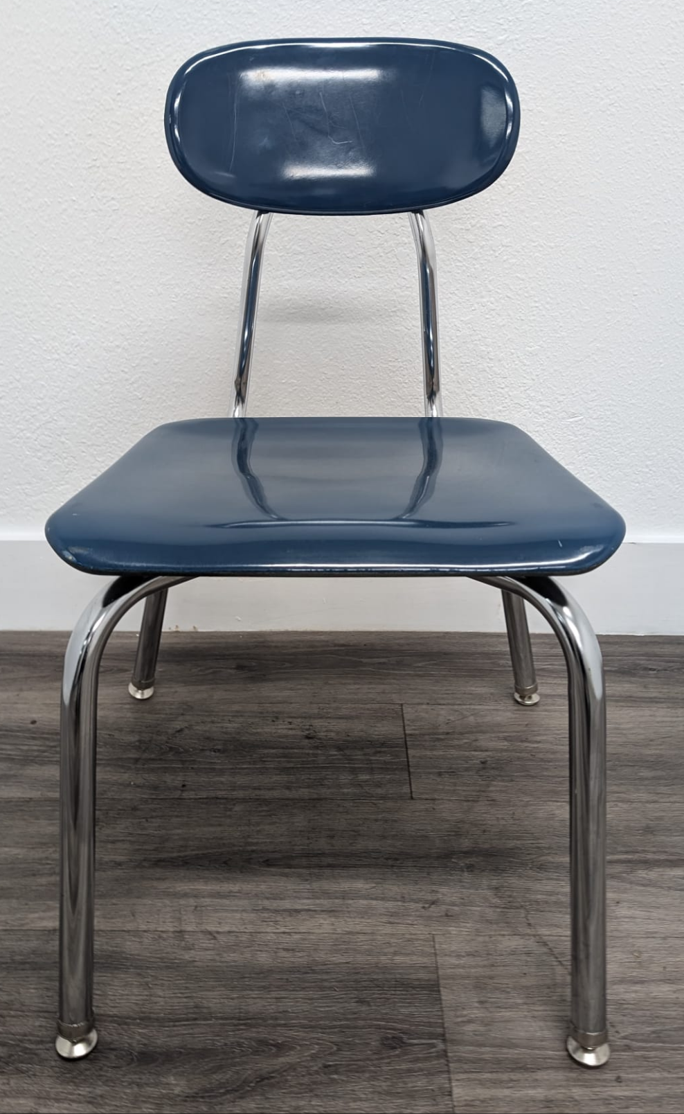 16 inch Melsur Student Chair, Lighter Navy Blue, Hard Plastic, Chrome Swivel Glide (RF)