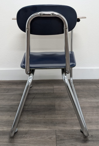 KI Ivy League Combo Desk, Navy Blue Hard Plastic Seat, Gray Spectrum Hard Plastic Top, No Basket, Sled Base (RF)