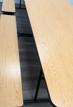 Load image into Gallery viewer, 12ft Cafeteria Lunch Table w/ Bench Seat, Light Oak Wood Grain, Adult Size (RF)

