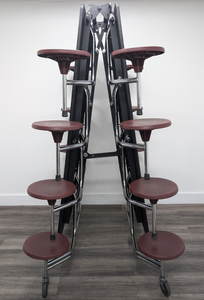 12ft Cafeteria Lunch Table w/ 16 Stool Seat, Dark Sage Top, Burgundy Seat, Elementary Size (RF)