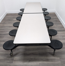 Load image into Gallery viewer, 10ft Cafeteria Lunch Table w/ 12 Stool Seat, Gray Top, Black Seat, Elementary Size (RF)
