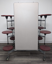 Load image into Gallery viewer, 10ft Cafeteria Lunch Table w/ Stool Seat, Gray Top, Burgundy Seat, Adult Size (RF)
