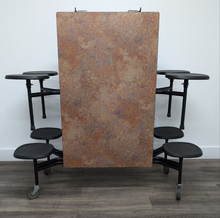 Load image into Gallery viewer, 8ft Cafeteria Lunch Table w/ Stool Seat, Peach Gray Top, Black Seat, Adult Size (RF)
