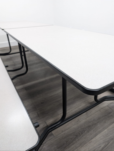 10ft Cafeteria Lunch Table w/ Bench Seat, Gray Top, Adult Size (RF)