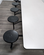 Load image into Gallery viewer, 12ft Cafeteria Lunch Table w/ 12 Stool Seat, Gray Top, Black Seat, Adult Size (RF)

