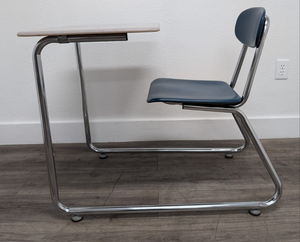 KI Ivy League Combo Desk, Hunter Green Hard Plastic Seat, Gray Spectrum Hard Plastic Top, No Basket, Sled Base (RF)