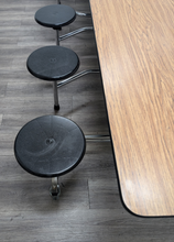 Load image into Gallery viewer, 12ft Cafeteria Lunch Table w/ 12 Stool Seat, Dark Oak Top, Black Seat, Adult Size (RF)
