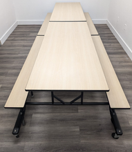 Load image into Gallery viewer, 12ft Cafeteria Lunch Table w/ Bench Seat, Light Maple, Palmer Hamilton Brand, Dual Table Size Adjustable (RF)
