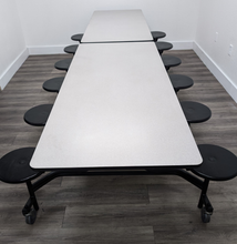 Load image into Gallery viewer, 12ft Cafeteria Lunch Table w/ 12 Stool Seat, Gray Top, Black Seat, Adult Size (RF)

