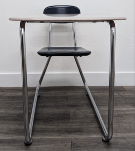 KI Ivy League Combo Desk, Navy Blue Hard Plastic Seat, Gray Spectrum Hard Plastic Top, No Basket, Sled Base (RF)