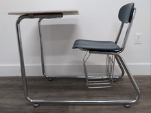 Load image into Gallery viewer, KI Ivy League Combo Desk, Hunter Green Hard Plastic Seat, Gray Spectrum Hard Plastic Top, Basket, Sled Base (RF)
