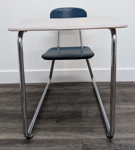 KI Ivy League Combo Desk, Hunter Green Hard Plastic Seat, Gray Spectrum Hard Plastic Top, No Basket, Sled Base (RF)