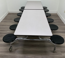 Load image into Gallery viewer, 10ft Cafeteria Lunch Table w/ 12 Stool Seat, Gray Top, Black Seat, Adult Size (RF)
