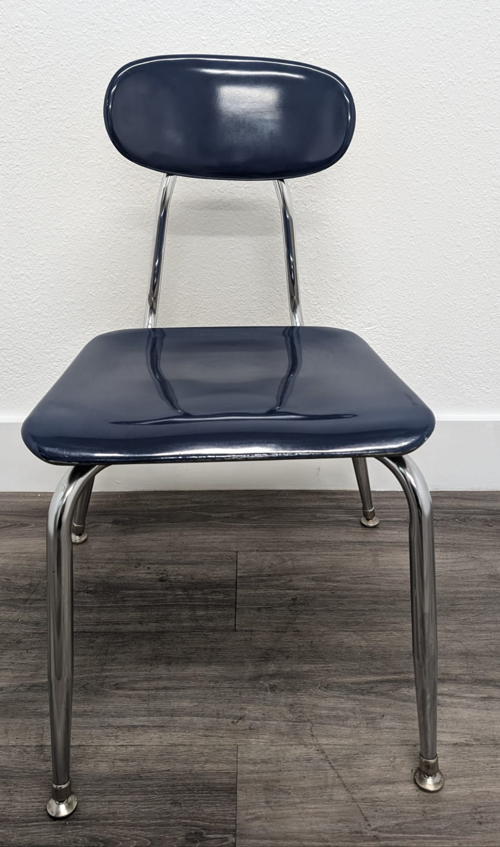 16 inch Melsur Student Chair, Navy Blue, Hard Plastic, Chrome Swivel Glide (RF)