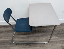 Load image into Gallery viewer, KI Ivy League Combo Desk, Hunter Green Hard Plastic Seat, Gray Spectrum Hard Plastic Top, No Basket, Sled Base (RF)
