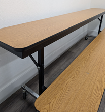 Load image into Gallery viewer, 8ft Mobile Convertible Bench Table, Medium Oak, Adult Size (RF)
