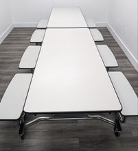 Load image into Gallery viewer, 12ft Cafeteria Lunch Table w/ Double Bench Seat, White Top, White Seat, Adult Size (RF)
