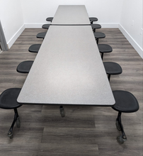 Load image into Gallery viewer, 12ft Cafeteria Lunch Table w/ Stool Seat, Dark Gray Top, Black Seat, Adults Size (RF)
