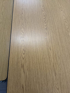 12ft Cafeteria Lunch Table w/ Bench Seat, Light Oak Wood Grain, Adult Size (RF)