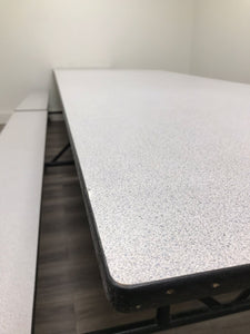 12ft Cafeteria Lunch Table w/ Bench Seat, Gray, Palmer Hamilton Brand, Dual Table Size Adjustable (RF)