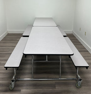 12ft Cafeteria Lunch Table w/ Bench Seat, Gray, Adult Size (RF)