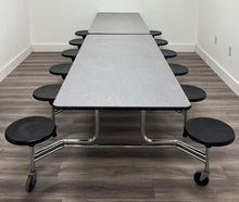 Load image into Gallery viewer, 12ft Cafeteria Lunch Table w/ Stool Seat, Gray Top, Black Seat, Adult Size (RF)
