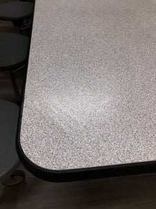 10ft Cafeteria Lunch Table w/ 12 Stool Seat, Gray Top, Gray Seat, Adult Size (RF)