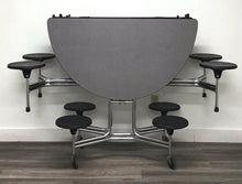 Load image into Gallery viewer, 60in Round Cafeteria Lunch Table w/ 8 Stool Seat, Gray Top, Black Seat, Adult Size (RF)
