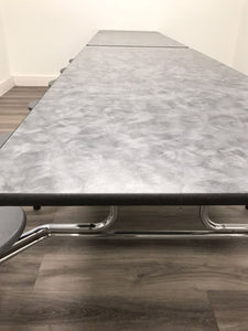 12ft Cafeteria Lunch Table w/ 12 Stool Seat, Gray Top, Gray Seat, Adult Size (RF)