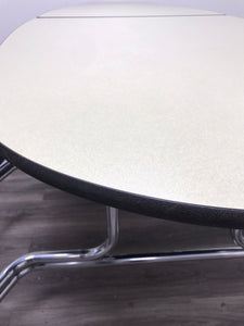 10ft Cafeteria Lunch Table w/ 12 Stool Seat, Green Top, Black Seat, Oval, Adult Size (RF)