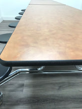 Load image into Gallery viewer, 12ft Cafeteria Lunch Table w/ 12 Stool Seat, Brown Brush Top, Black Seat, Adult Size (RF)

