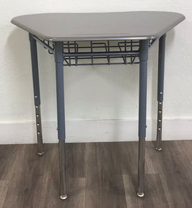 Learniture Trapezoid Collaborative Desk w/ Wire Box, Adjustable Student Desk w/ Charcoal Gray Top (RF)