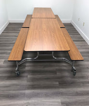 Load image into Gallery viewer, 12ft Cafeteria Lunch Table w/ Bench Seat, Medium Oak, Adult Size (RF)
